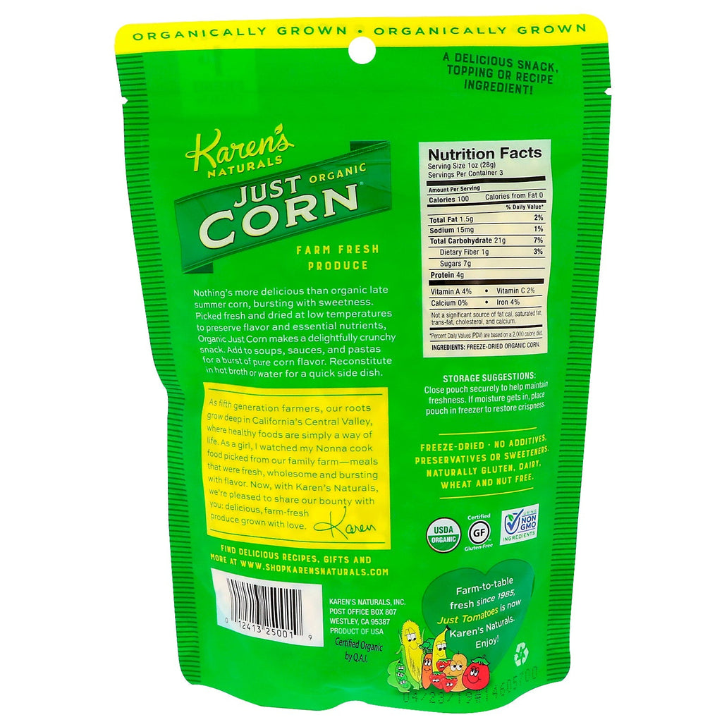 Karen's Naturals, Just Corn, 3 oz (84 g)