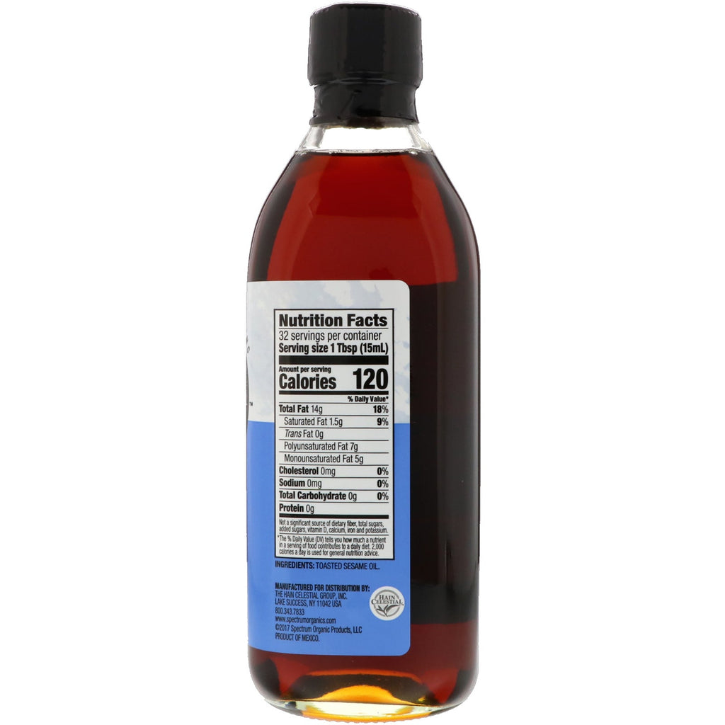 Spectrum Culinary, ristet sesamolie, uraffineret, 16 fl oz (473 ml)