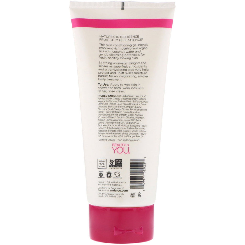 Andalou Naturals, Gel de ducha, 1000 rosas, calmante, 8,5 fl oz (251 ml)