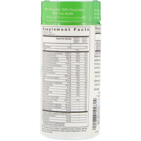 Rainbow Light, Kid's One, MultiStars, multivitamina a base de alimentos, ponche de frutas, 30 tabletas masticables