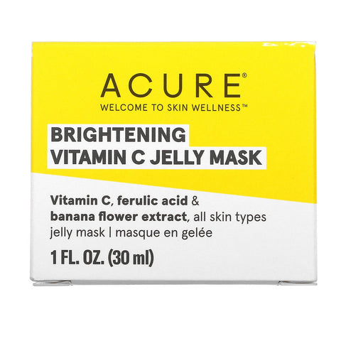 Acure, Brightening, Vitamin C Jelly Beauty Mask, 1 fl oz (30 ml)