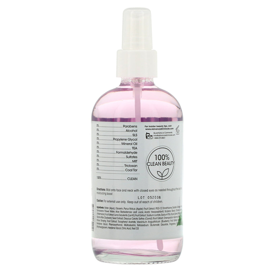 Advanced Clinicals, Collagen + Rosewater,  Pump + Glow Facial Mist, 8 fl oz (237 ml)