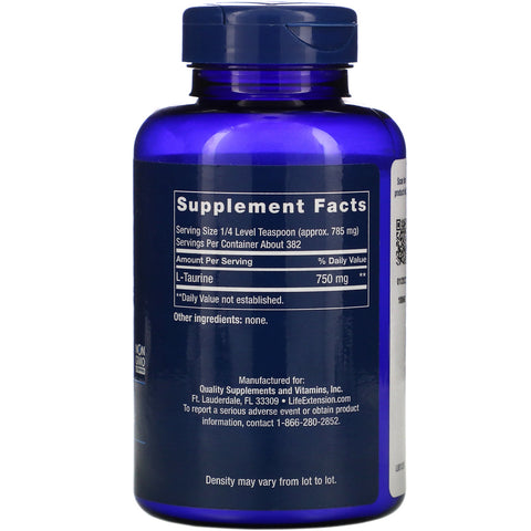 Life Extension, L-taurina en polvo, 300 g (10,58 oz)