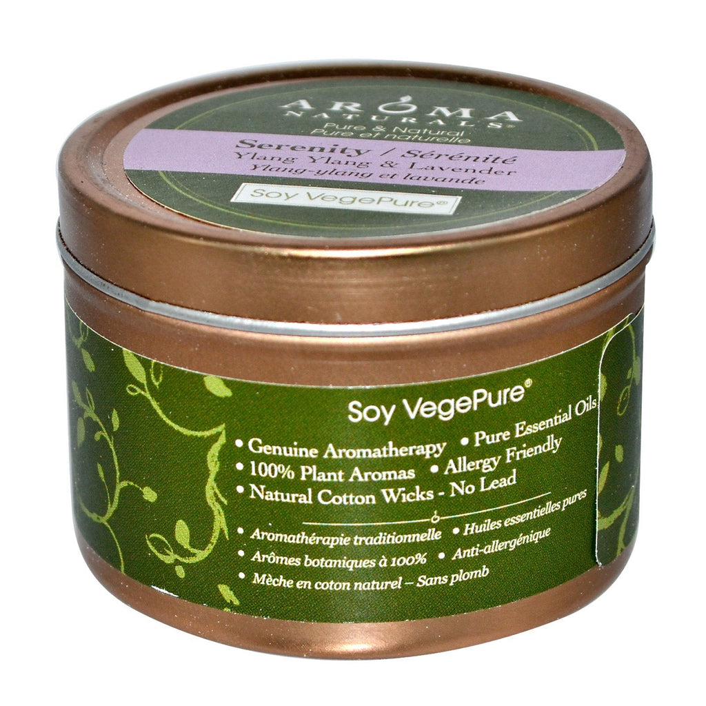 Aroma Naturals, Soy VegePure, Travel Candle, Serenity, Ylang Ylang & Lavender, 2.8 oz (79.38 g)