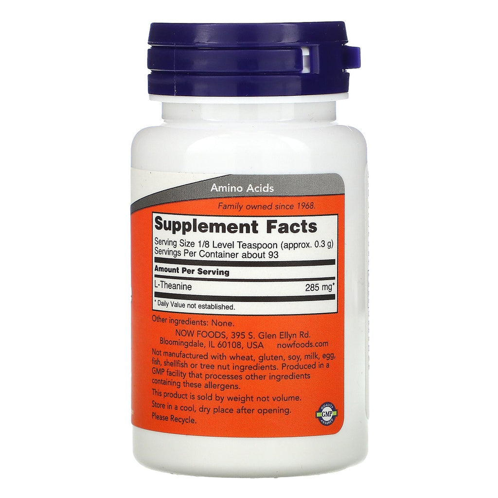 Now Foods, L-teanina pura en polvo, 1 oz (28 g)
