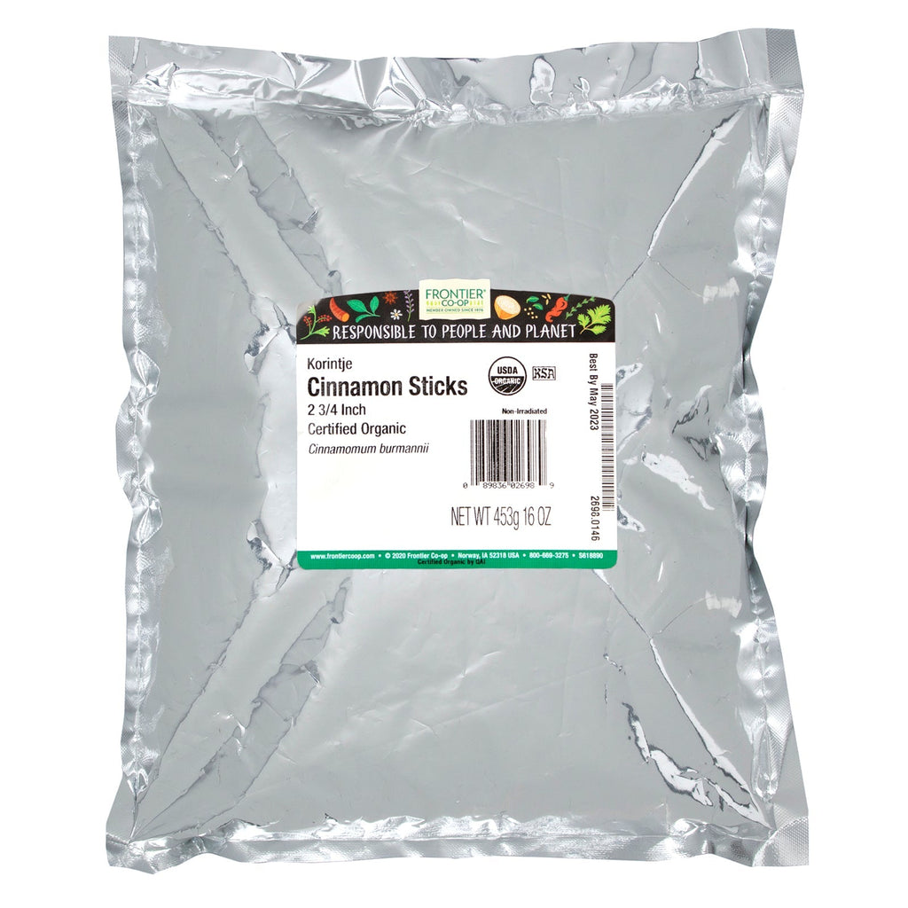 Frontier Natural Products, Korintje kanelstænger 2 3/4 tomme, 16 oz (453 g)