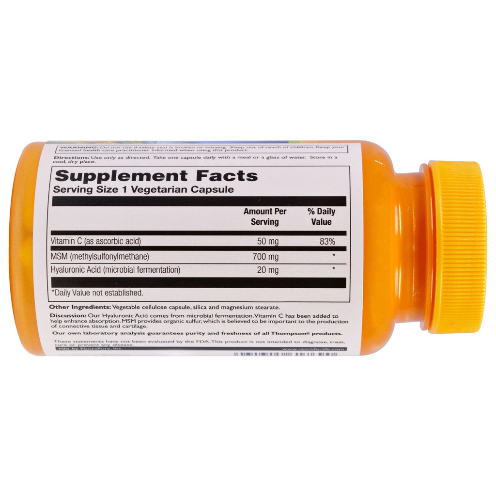 Thompson, Hyaluronic Acid MSM, 30 Vegetarian Capsules