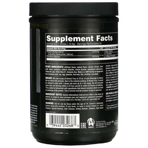 Universal Nutrition, Animal Fury, Manzana Verde, 495,9 g