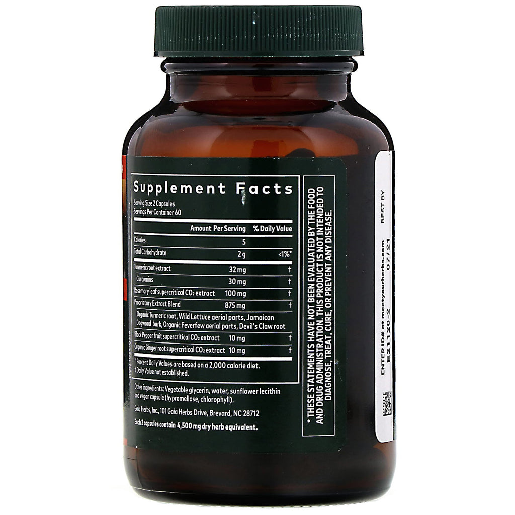 Gaia Herbs, Turmeric Supreme, Pain, 120 Vegan Liquid Phyto-Caps
