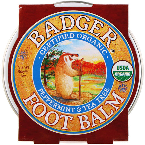 Badger Company, Foot Balm, Peppermint & Tea Tree, 2 oz (56 g)