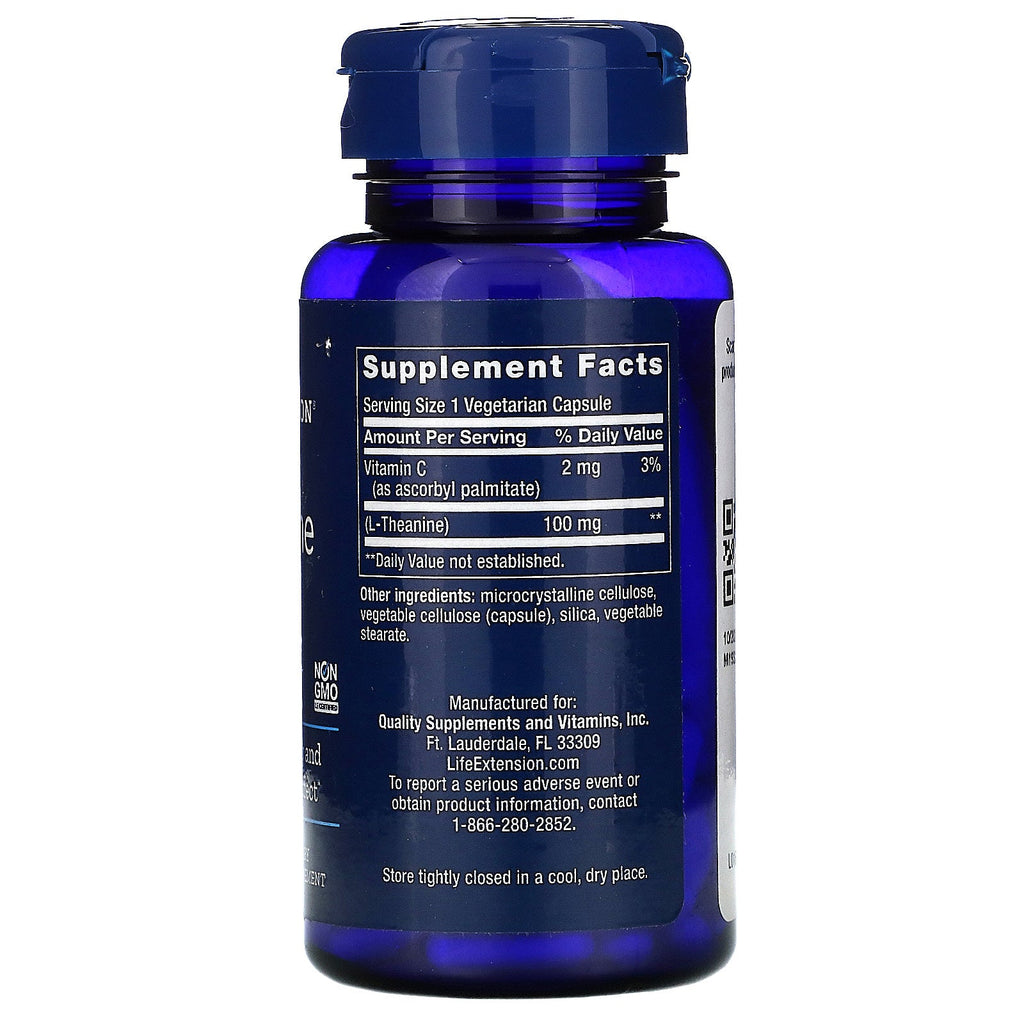 Life Extension, L-teanina, 100 mg, 60 cápsulas vegetarianas
