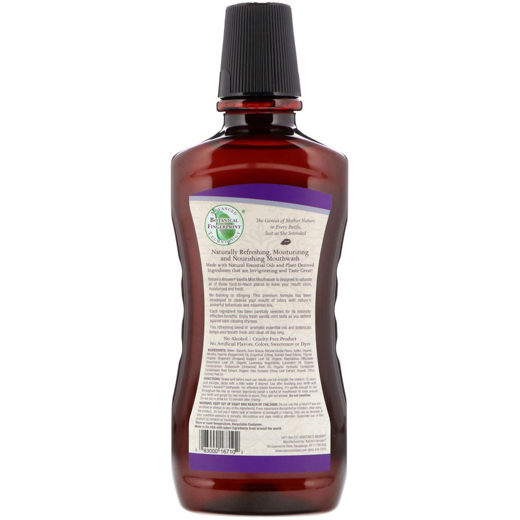 Nature's Answer, Essential Oil Mouthwash, Vanilla Mint, 16 fl oz