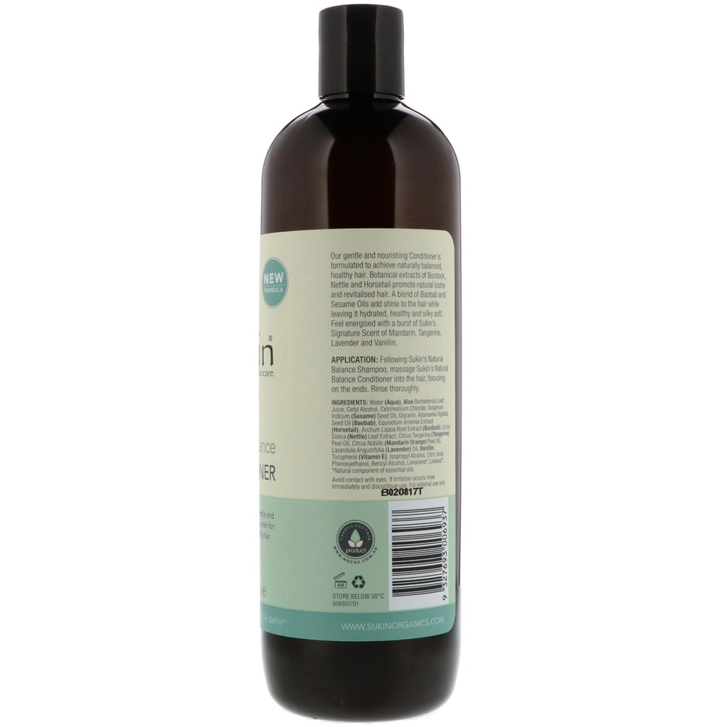 Sukin, Natural Balance Conditioner, Normalt hår, 16,9 fl oz (500 ml)
