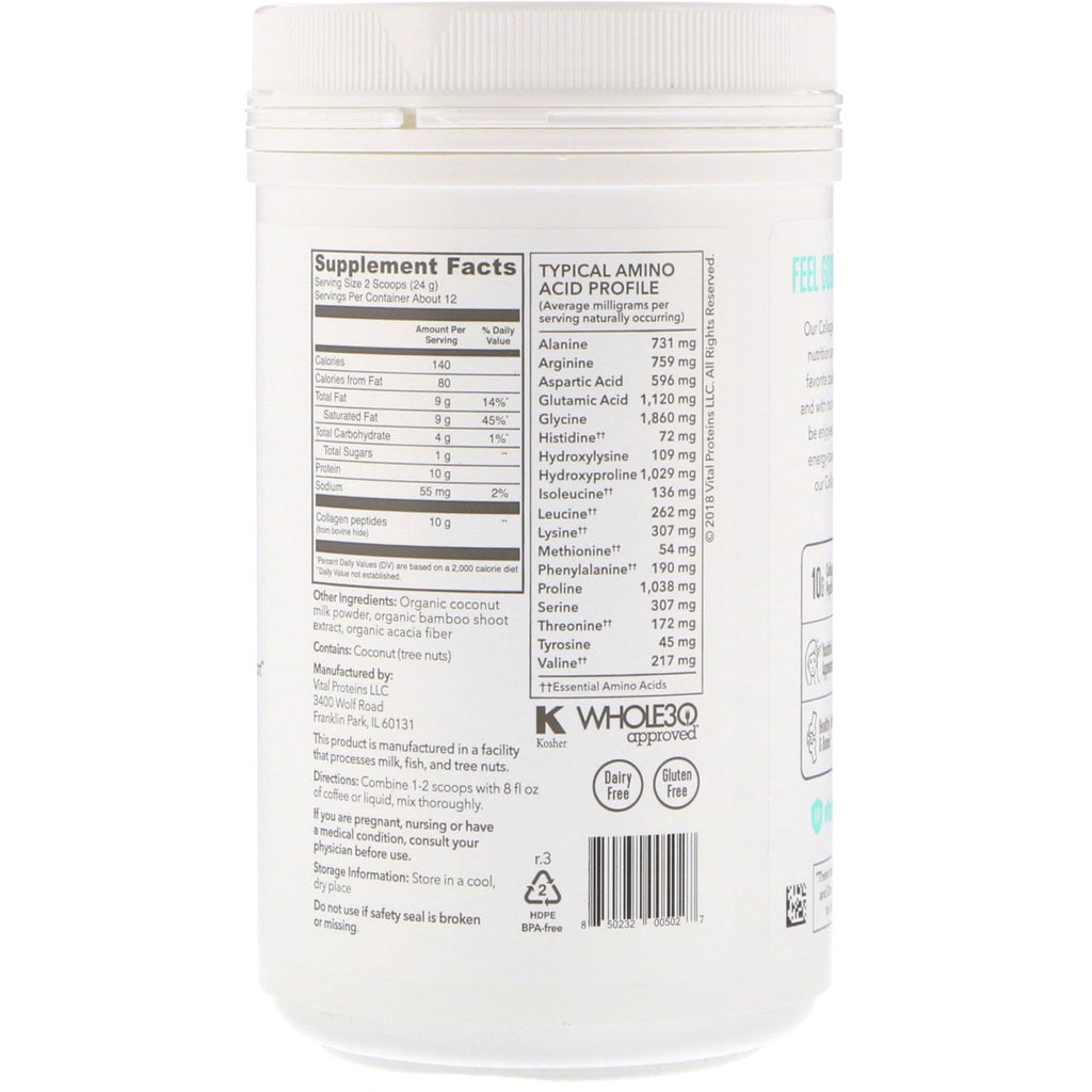 Vital Proteins, Collagen Creamer, Coconut, 10.3 oz (293 g)