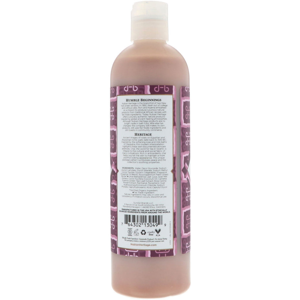 Nubian Heritage, Body Wash, Gedemælk &amp; Chai, 13 fl oz (384 ml)