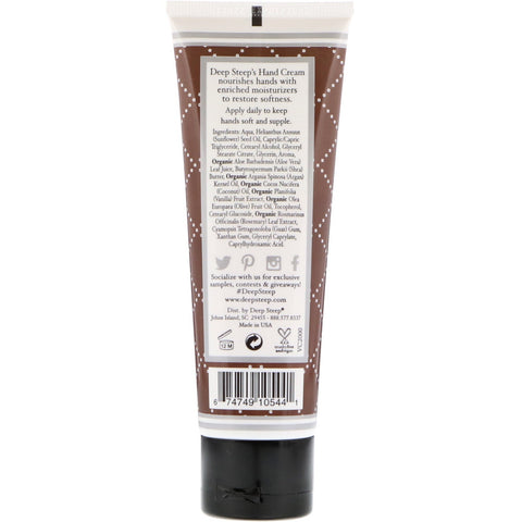 Deep Steep, Hand Cream, Vanilla - Coconut, 2 fl oz (59 ml)