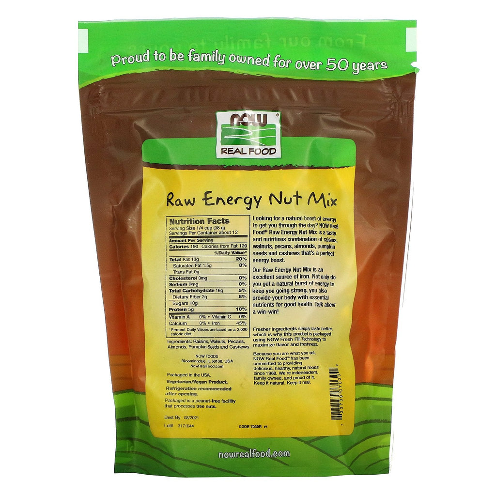 Now Foods, Real Food, Raw Energy Nut Mix, Usaltet, 16 oz (454 g)