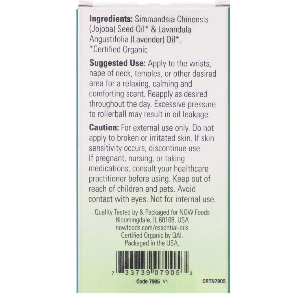 Now Foods, Certified  Lavender Roll-On, 1/3 fl oz (10 ml)