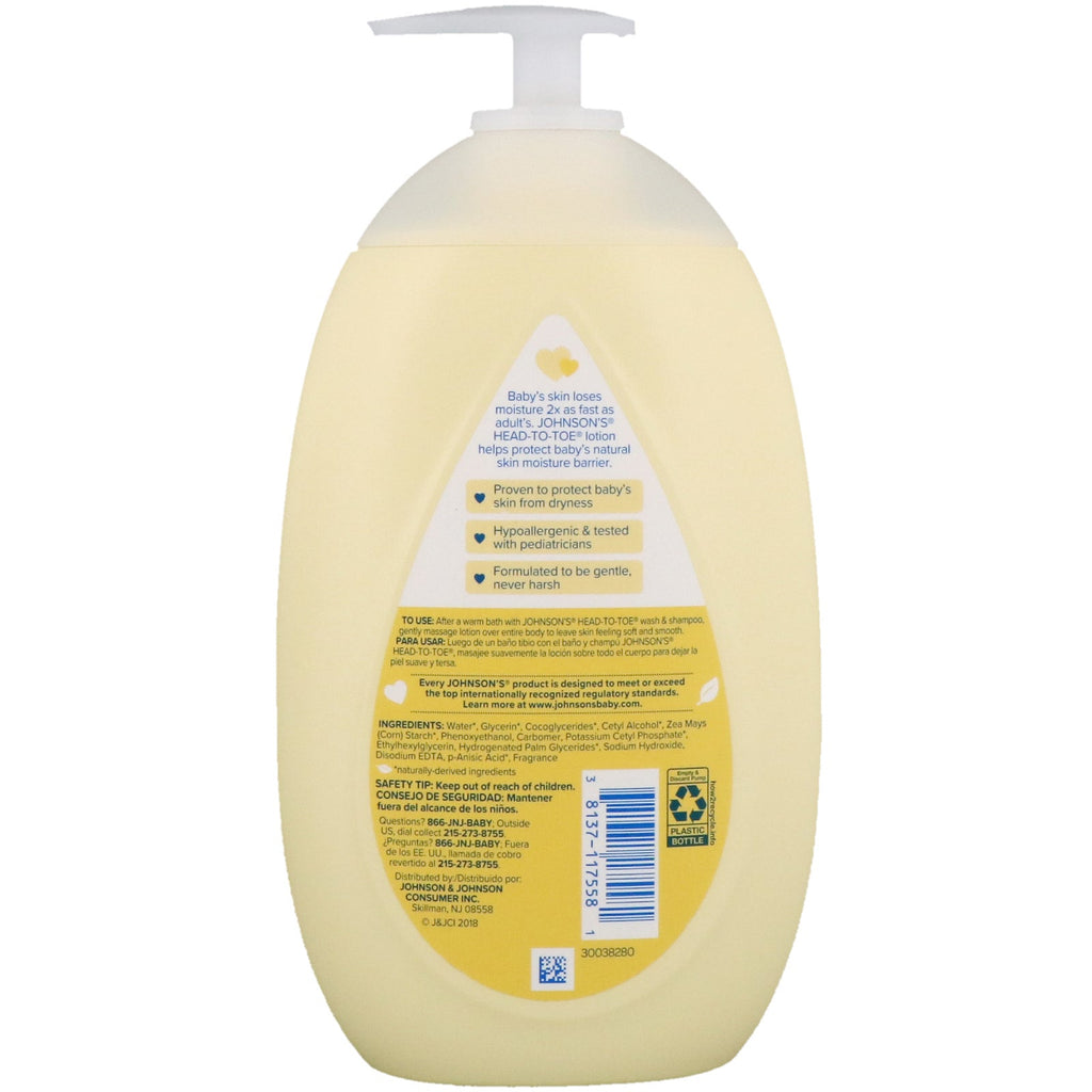 Johnson &amp; Johnson, top-til-tå, lotion, 16,9 fl oz (500 ml)