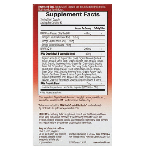Garden of Life, CoQ10 CRUDA, 200 mg, 60 cápsulas veganas