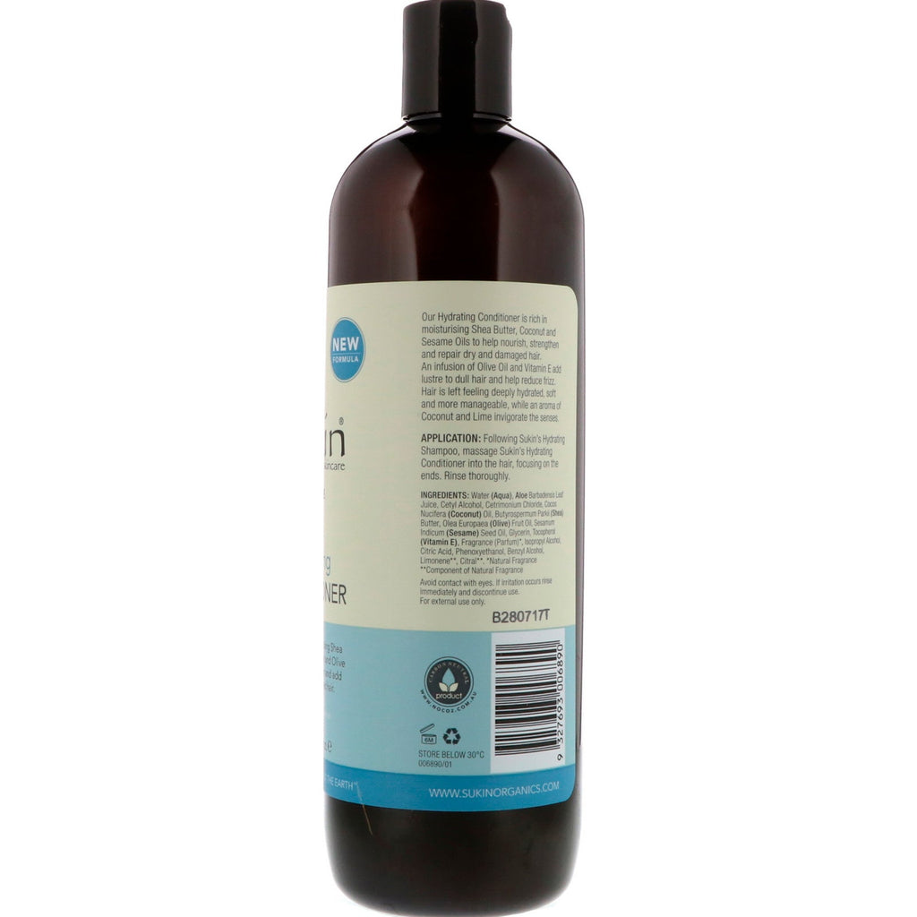 Sukin, Hydrating Conditioner, Tørt og beskadiget hår, 16,9 fl oz (500 ml)