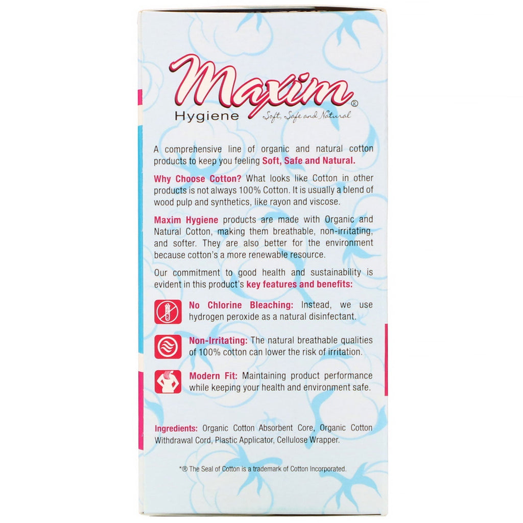 Maxim Hygiene Products,  Cotton Plastic Applicator Tampons, Multi-Pack, 14 Count