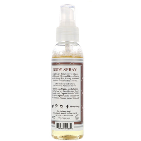 Deep Steep, Body Spray, Vanilla - Coconut, 4 fl oz (118 ml)