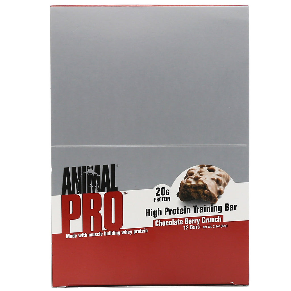 Universal Nutrition, Animal Pro, High Protein Training Bar, Chocolate Berry Crunch, 12 Bars, 2.2 oz (62 g)