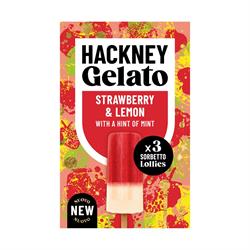 Hackney Gelato Hackney Gelato Strawberry Lemon & Mint Lollies 3 x 70ml