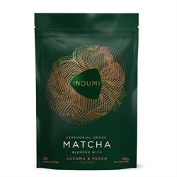 INOUMI Japanese matcha with lucuma & peach No added sugar. 50g pouch.