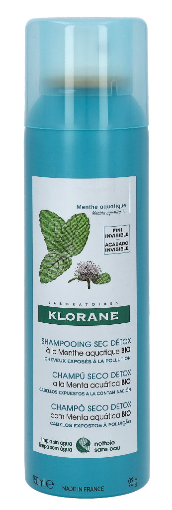 Klorane Detox tørshampoo med økologisk akvatisk mynte 150 ml