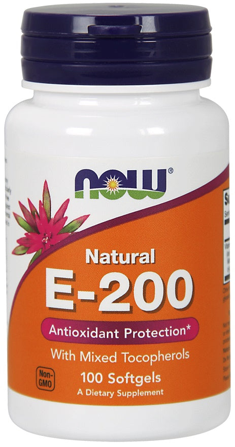 NOW Foods, Vitamin E-200 - Natural (Mixed Tocopherols) - 100 softgels