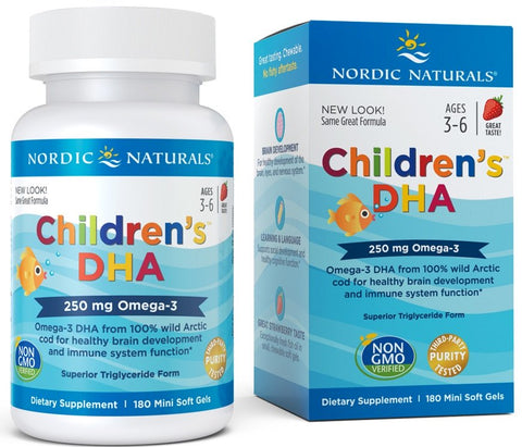 Nordic Naturals, Children's DHA, 250mg Omega-3 Strawberry - 180 mini softgels