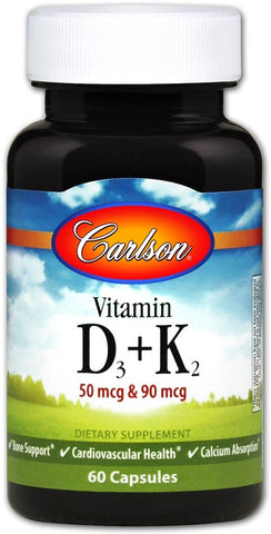 Carlson Labs, Vitamin D3 + K2 - 60 caps