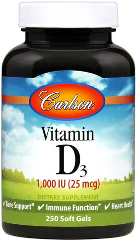 Carlson Labs, Vitamin D3, 1000 IU - 250 softgels