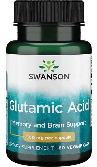 Swanson, Glutamic Acid, 500mg - 60 vcaps