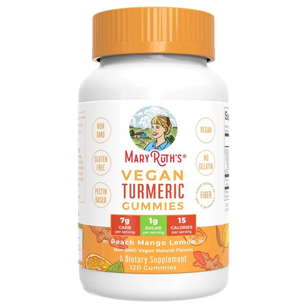 MaryRuth Organics, Vegan Turmeric Gummies, Peach Mango Lemon - 120 gummies