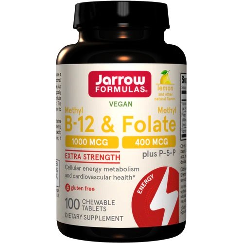 Jarrow Formulas, Methyl B-12 & Methyl Folate, Lemon - 100 chewable tabs