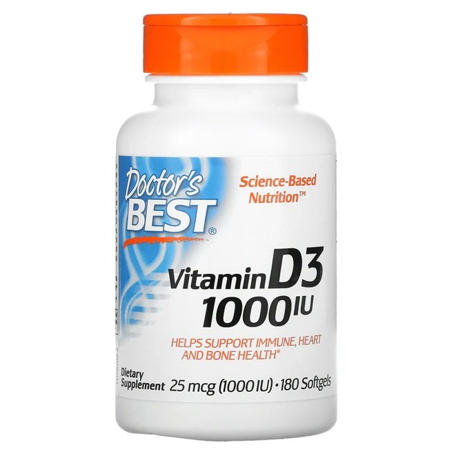 Doctor's Best, Vitamin D3, 1000 IU - 180 softgels