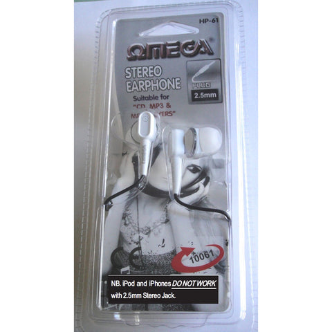 Omega HP-62 2.5mmJACK Earphone W 3.5mm Adptr