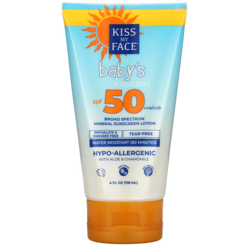 Kiss My Face, Baby's First Kiss, Broad Spectrum Mineral Sunscreen Lotion, SPF 50, 4 fl oz (118 ml)