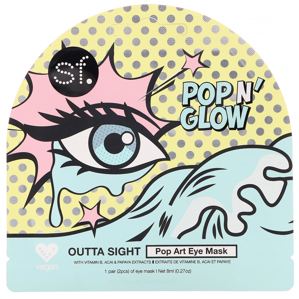 SFGlow, POP n' Glow, Outta Sight, Pop Art Eye Mask, 1 Eye Mask, 0.27 oz (8 ml)