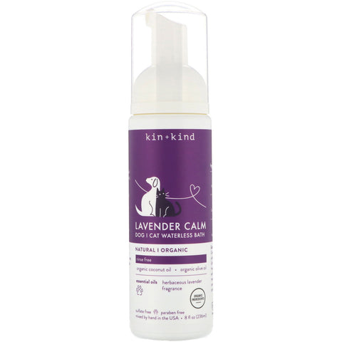 Kin+Kind, Lavender Calm, Dog and Cat Waterless Bath, Herbaceous Lavender, 8 fl oz (236 ml)