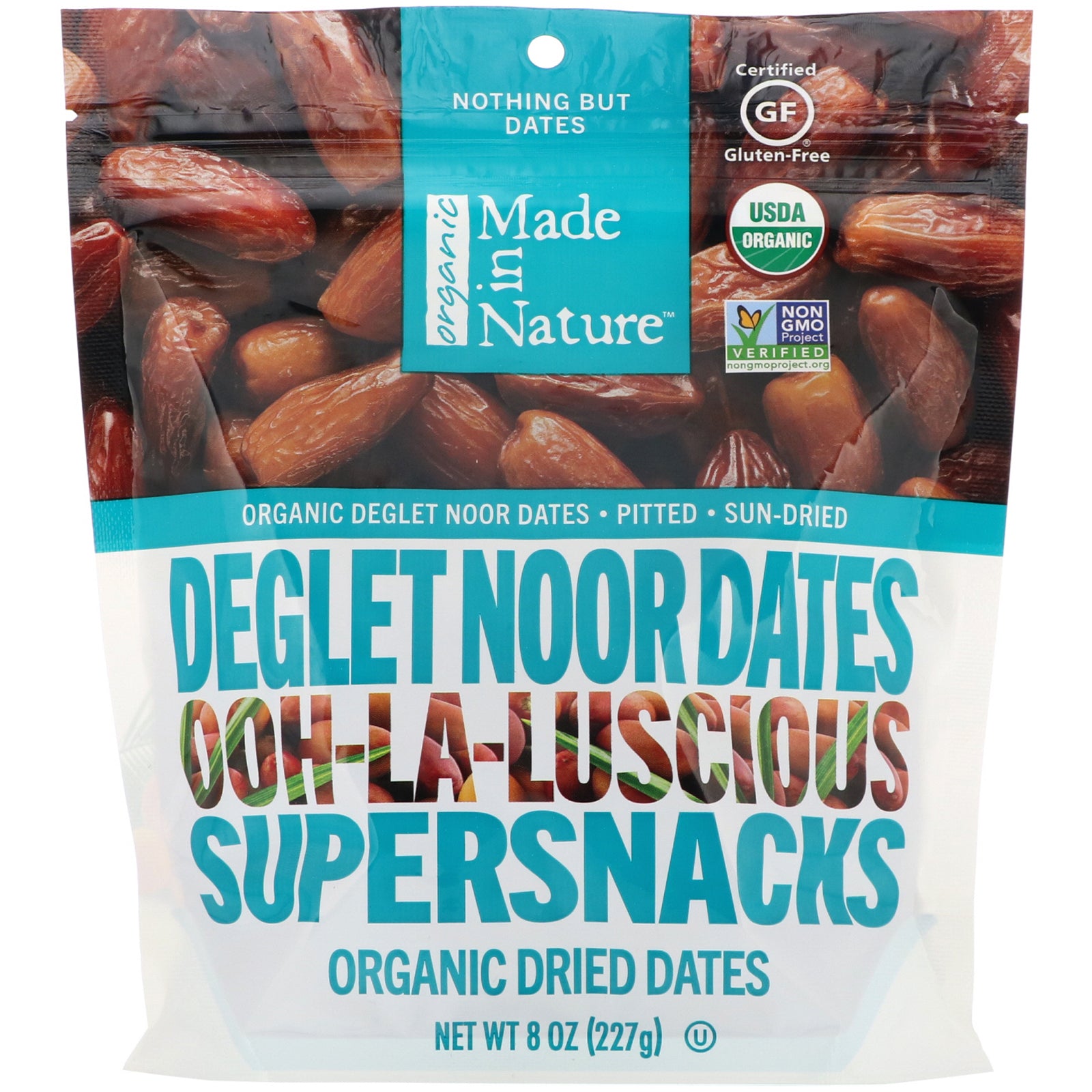 Made in Nature, Organic Dried Deglet Noor Dates, Ooh-La-Luscious Supernacks, 8 oz (227 g)