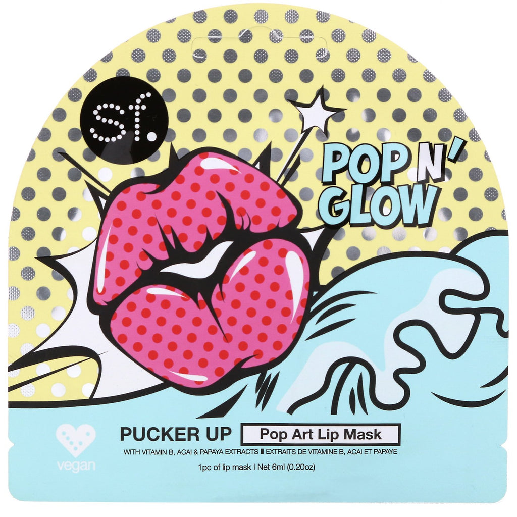 SFGlow, POP n' Glow, Pucker Up, Pop Art Lip Mask, 1 Mask, 0.20 oz (6 ml)