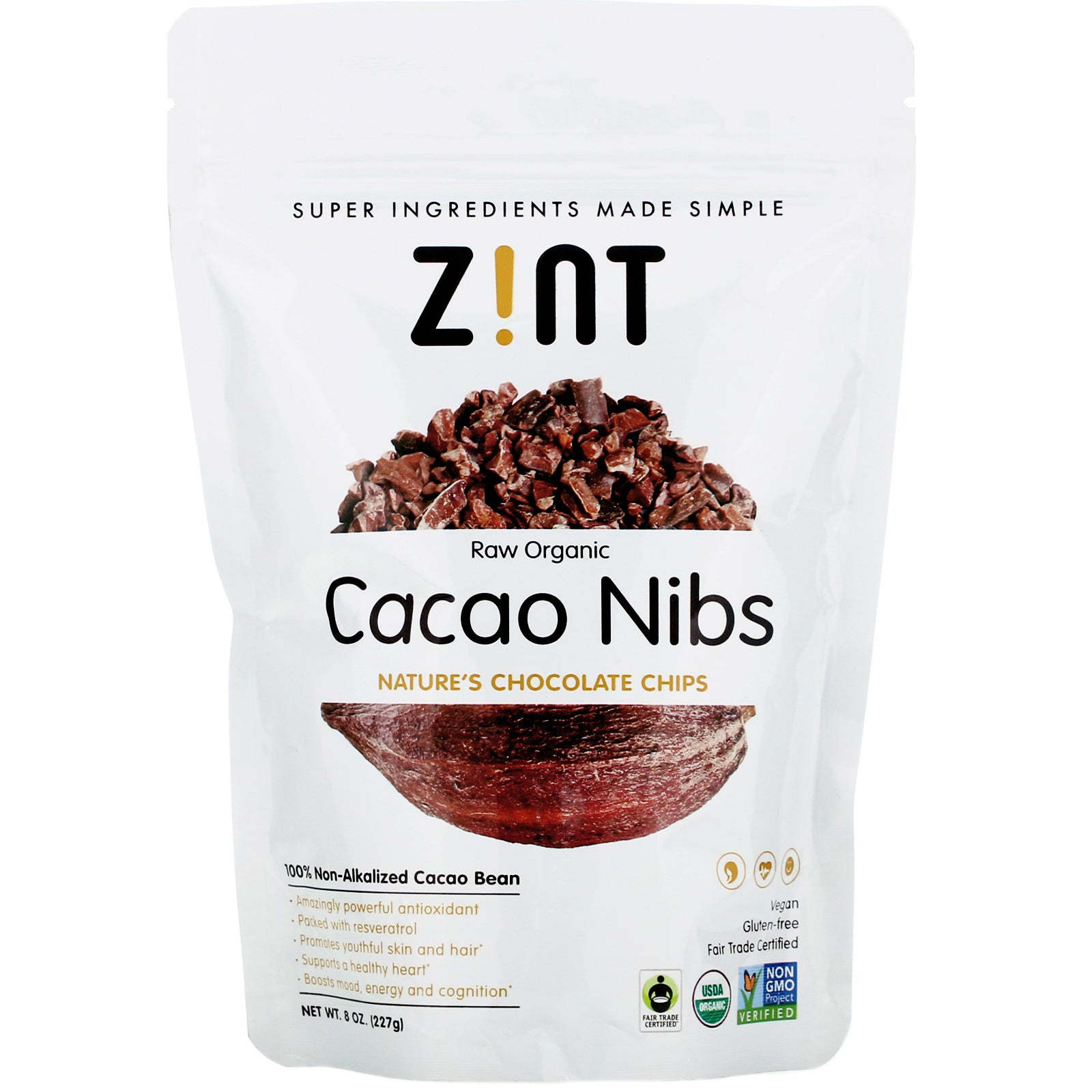 Zint, Raw Organic Cacao Nibs, 8 oz (227 g)