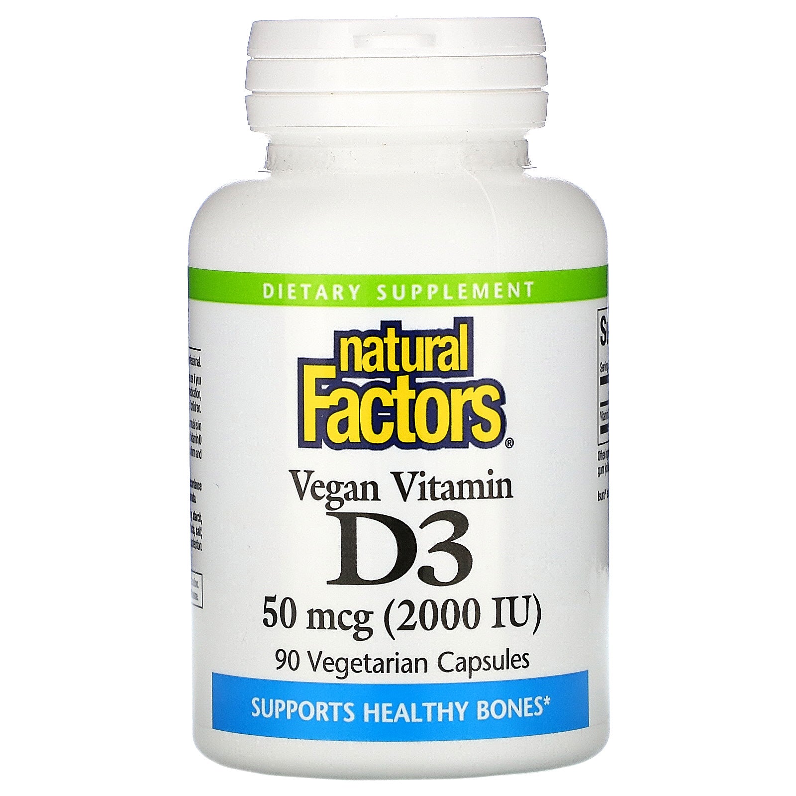 Natural Factors, Vegan Vitamin D3, 50 mcg (2,000 IU), 90 Vegetarian Capsules