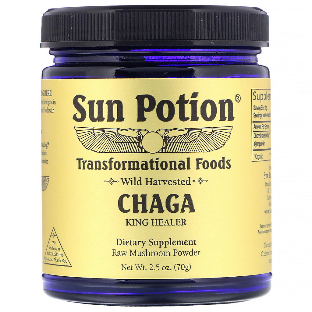 Sun Potion, Chaga Raw Mushroom Powder, Wild Harvested, 2.5 oz (70 g)