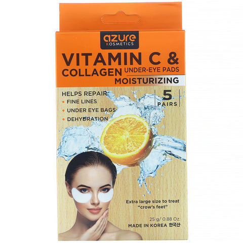 Azure Kosmetics, Vitamin C & Collagen, Under-Eye Pads, Moisturizing,  5 Pairs