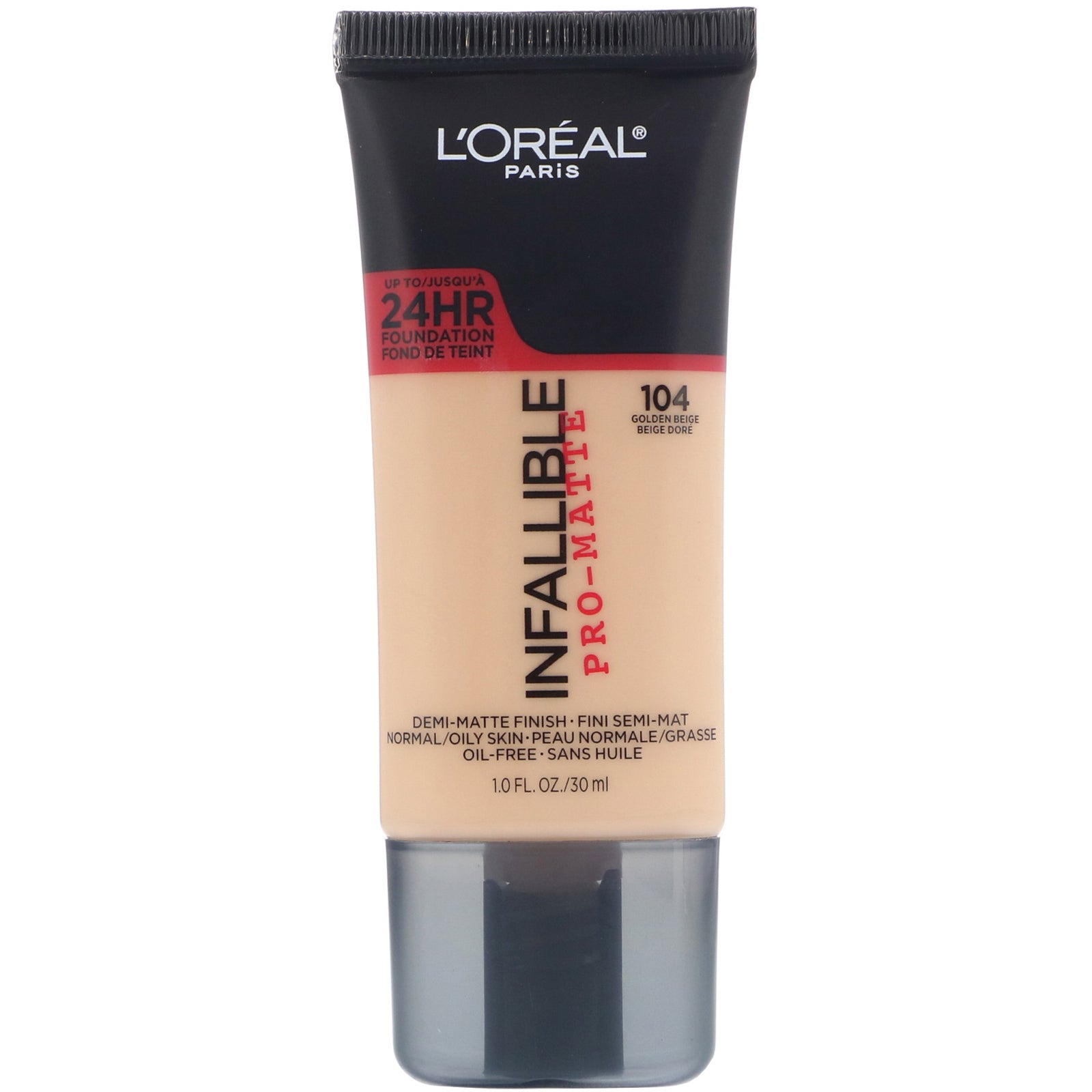 L'Oreal, Infallible Pro-Matte Foundation, 104 Golden Beige, 1 fl oz (30 ml)